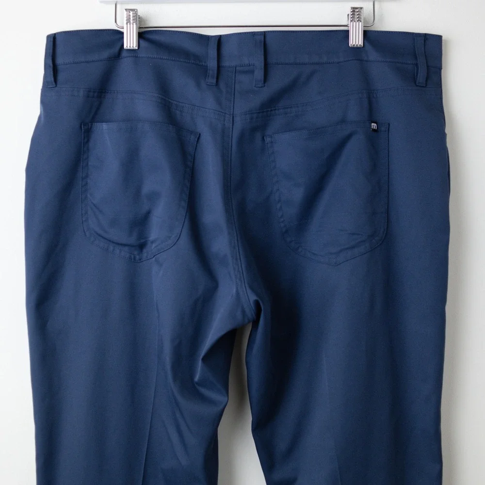 Travis Mathew Open To Close Pants Mens 38 Navy Performance Stretch 5 Pocket